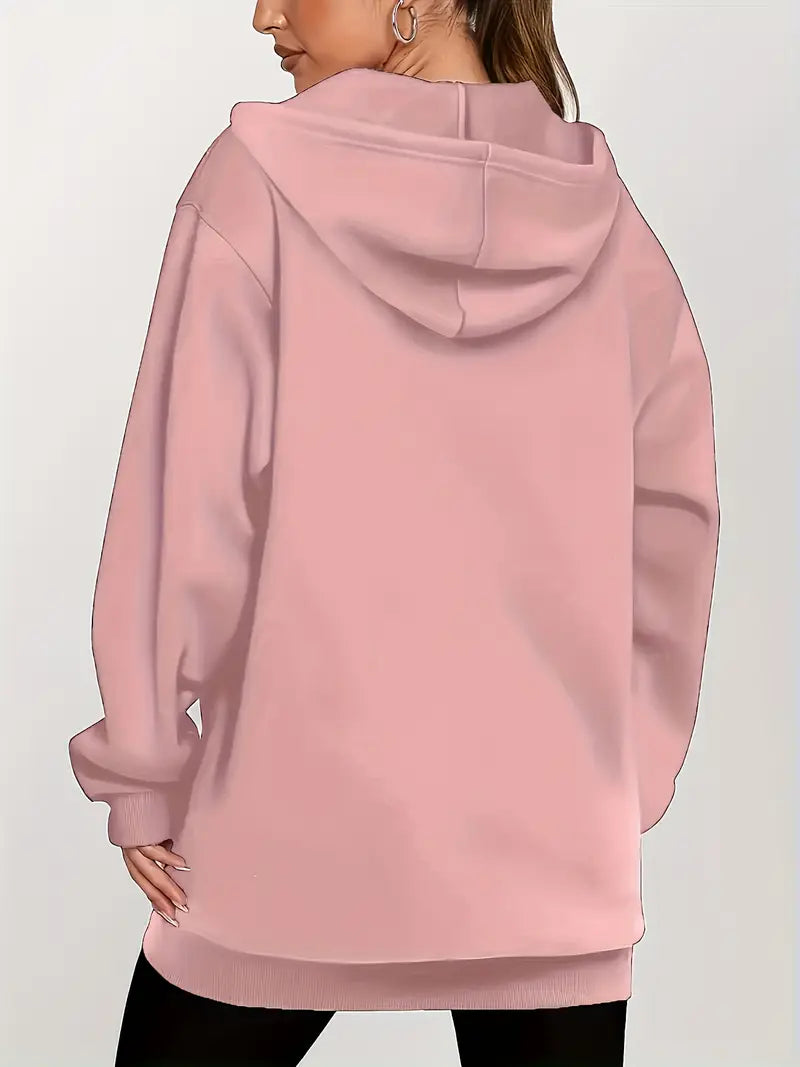 Angeleen – Hooded Jacket with Zipper and Geometric Print