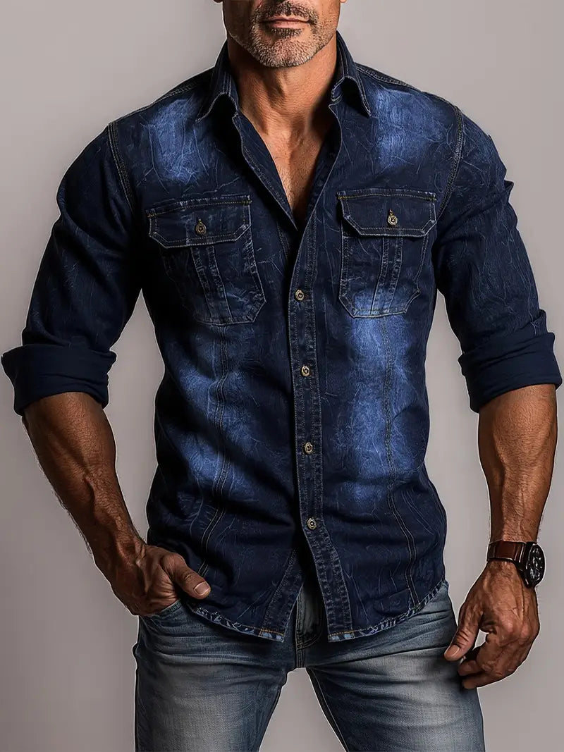 Angelo – Denim Shirt with Button Placket and Patch Pockets