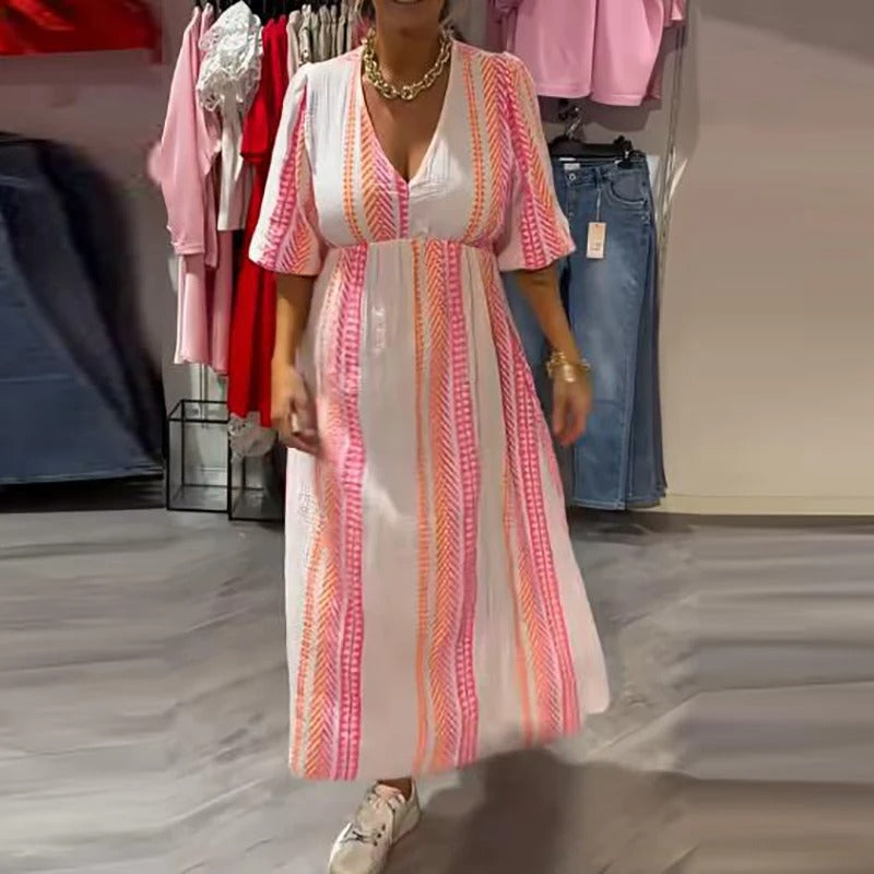 Annie – Summer Dress Made of Linen with V-Neck