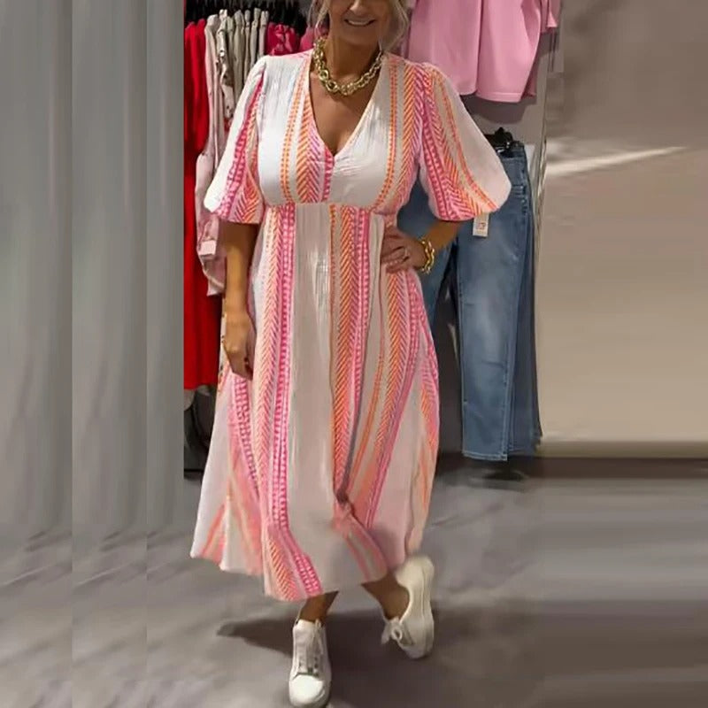 Annie – Summer Dress Made of Linen with V-Neck