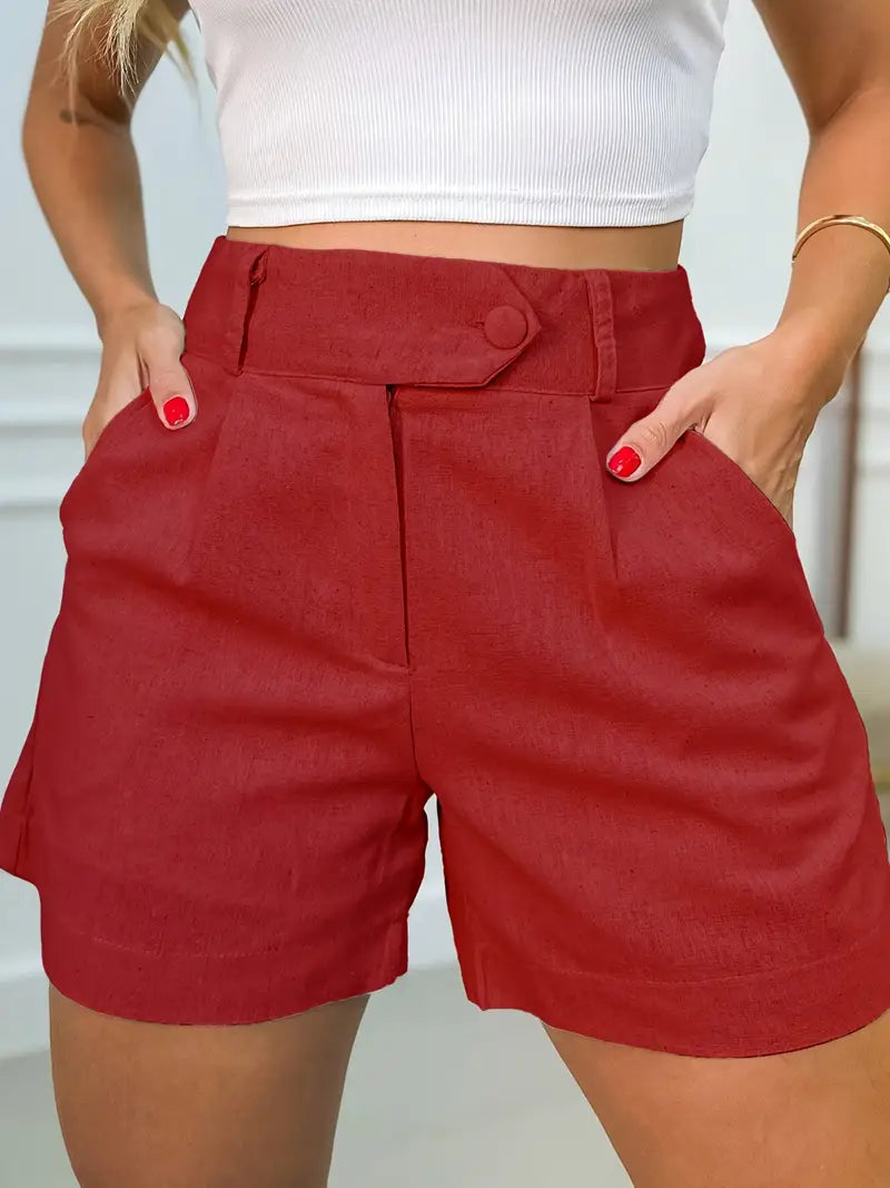 Annora – Casual Shorts with High Waist and Button