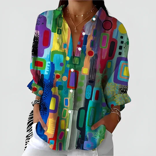 Aoife - Blouse with Colorful Design