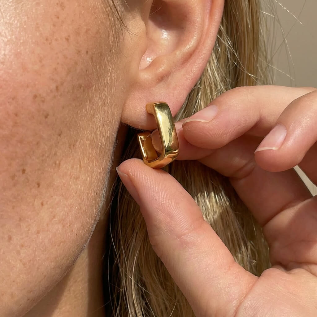 Arcform Small Square Huggie Hoop Earrings