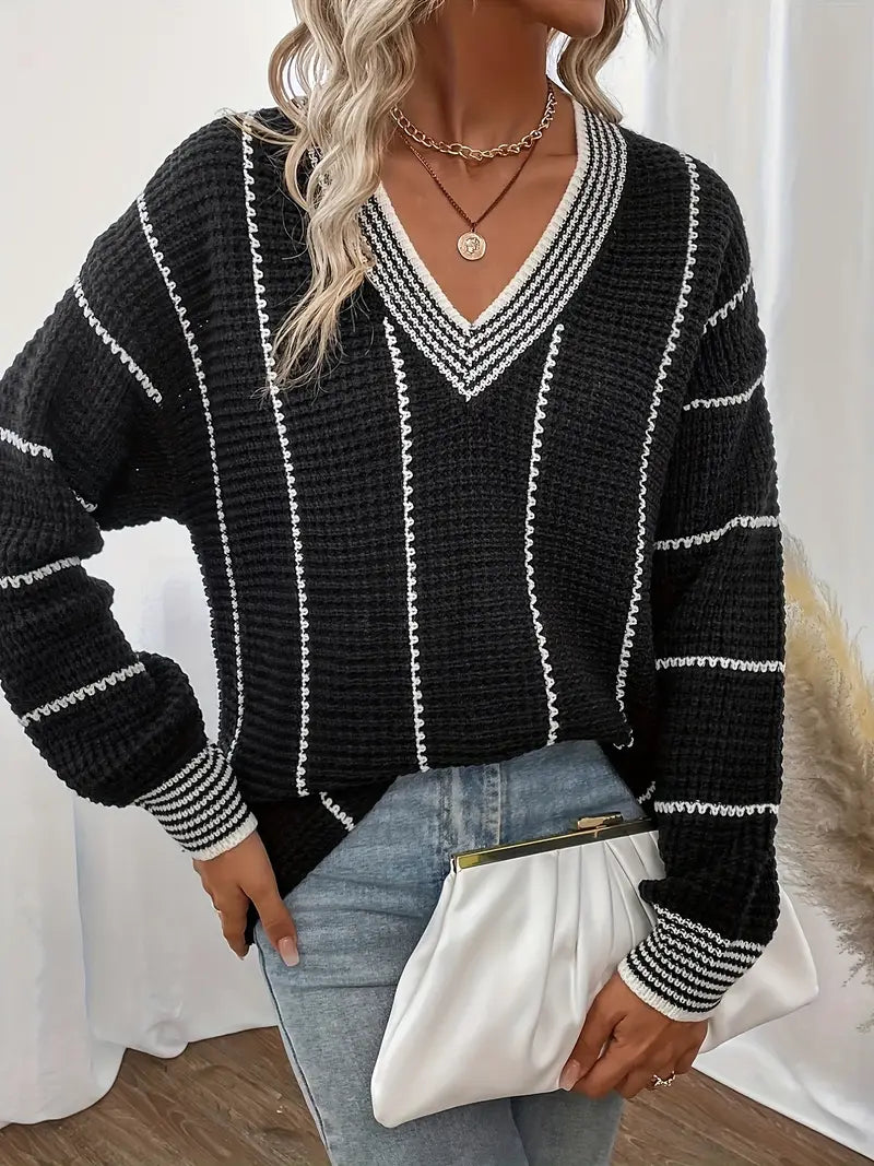 Arellano – Casual Long Sleeve Striped Sweater