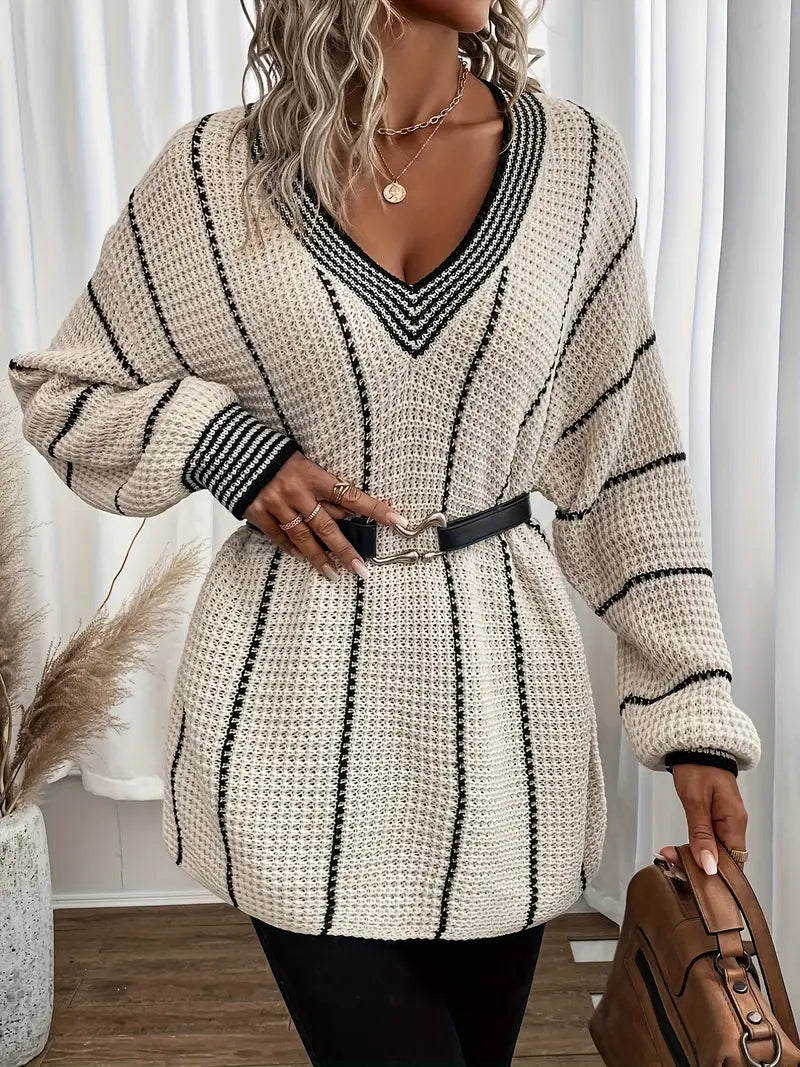 Arellano – Casual Long Sleeve Striped Sweater