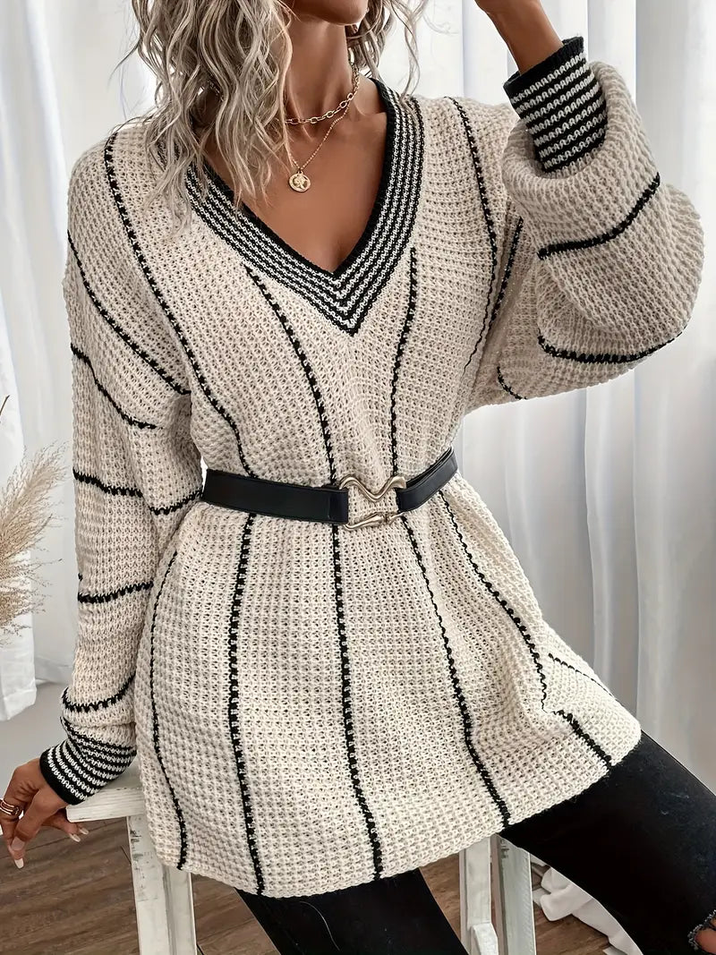 Arellano – Casual Long Sleeve Striped Sweater