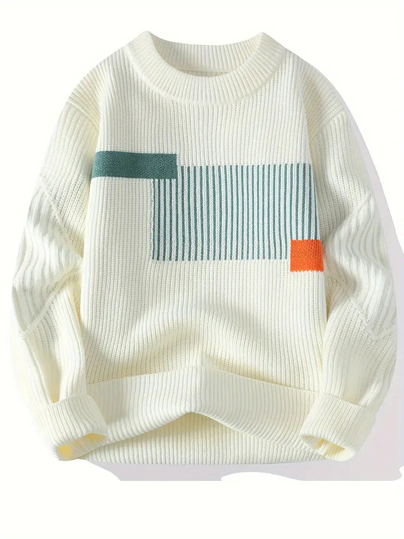 Arlen – Elegant Long Sleeve Sweater with Geometric Pattern