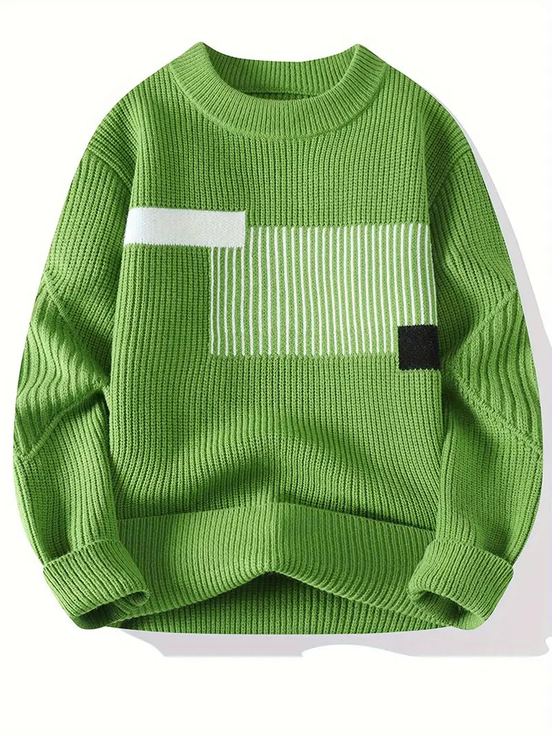 Arlen – Elegant Long Sleeve Sweater with Geometric Pattern