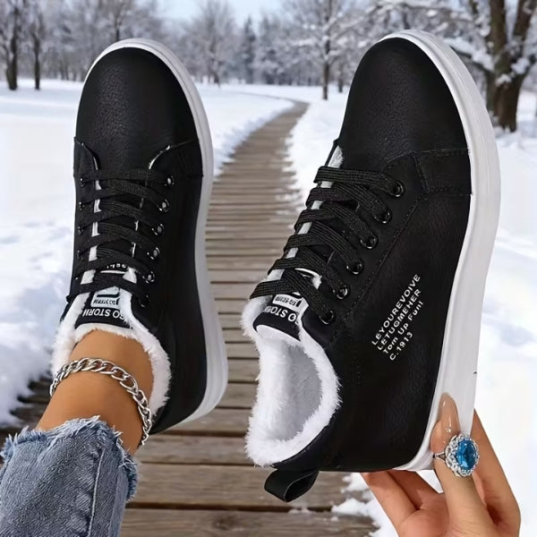 Arlena – Winter Lace-Up Sneakers with Fleece Lining