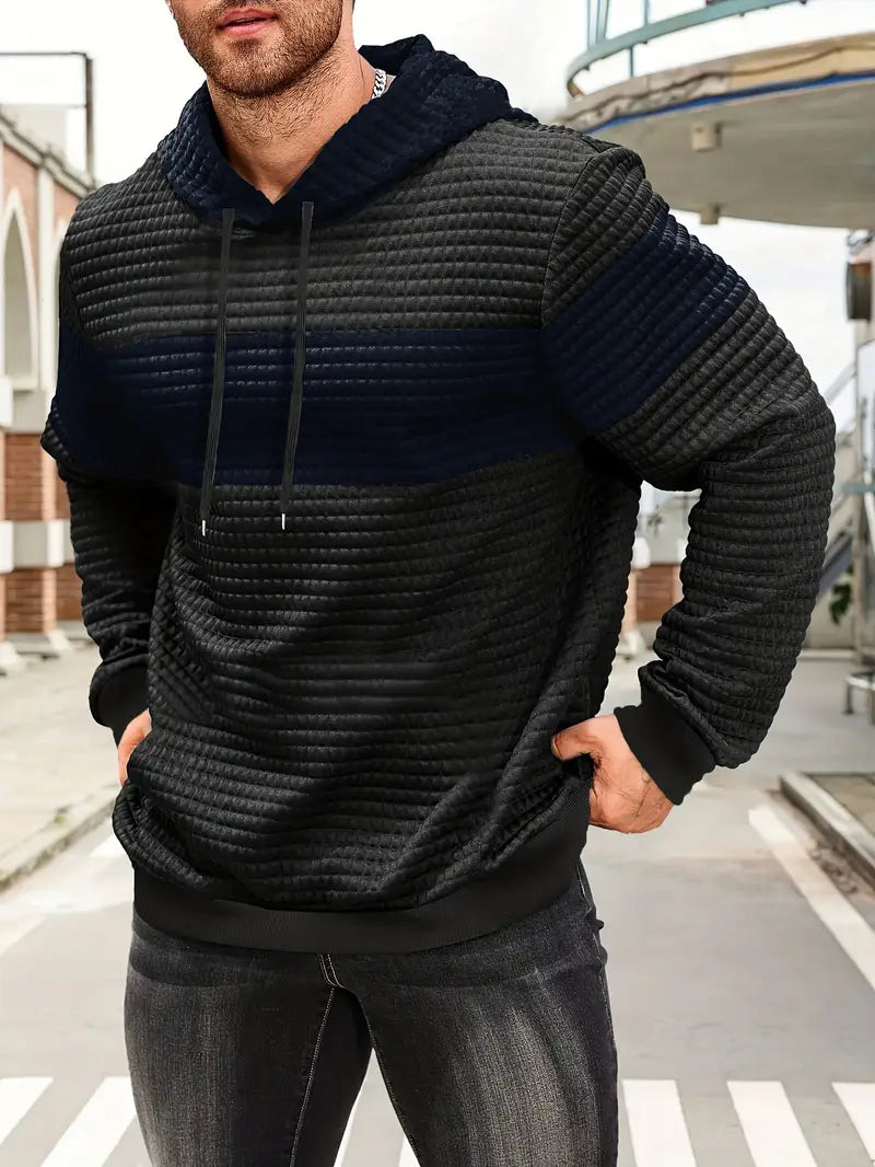 Arvid – Hooded Sweatshirt with Color Block Texture