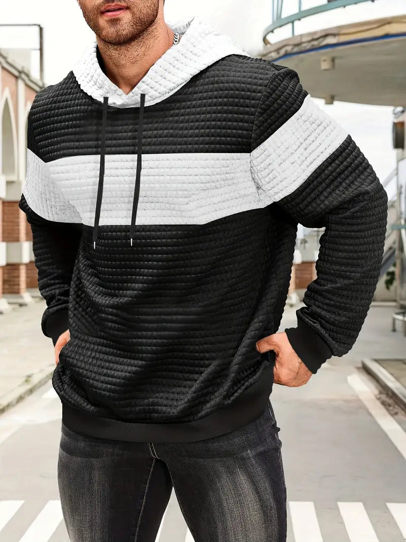 Arvid – Hooded Sweatshirt with Color Block Texture