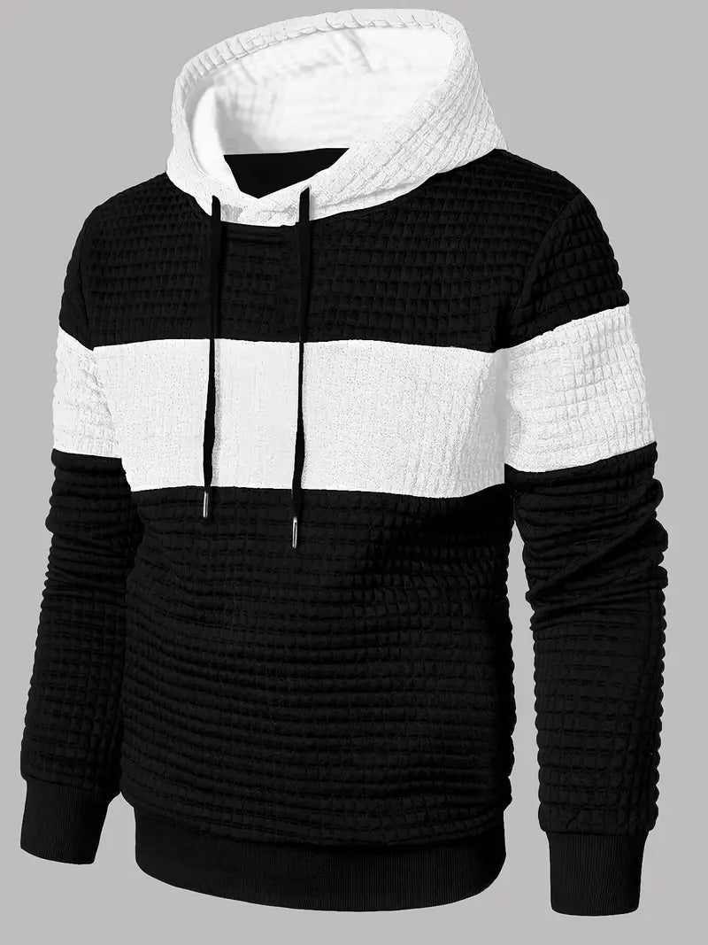 Arvid – Hooded Sweatshirt with Color Block Texture