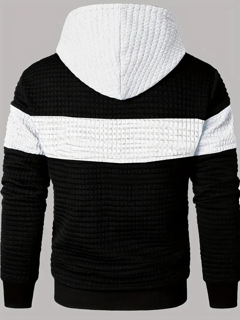 Arvid – Hooded Sweatshirt with Color Block Texture