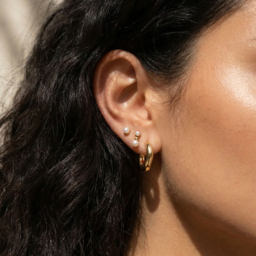 Aurelia Petite Pearl Flat Back Stud Earrings