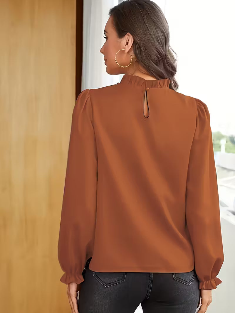 Aurelija – Blouse with Ruffled Collar and Puff Sleeves