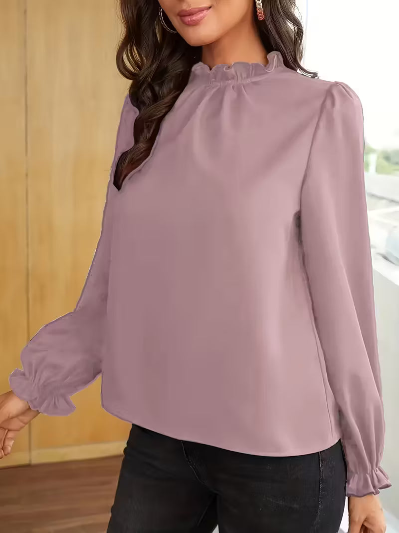 Aurelija – Blouse with Ruffled Collar and Puff Sleeves