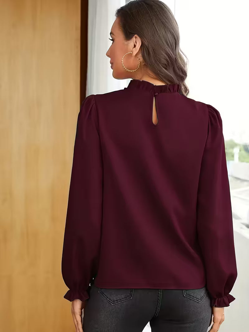 Aurelija – Blouse with Ruffled Collar and Puff Sleeves