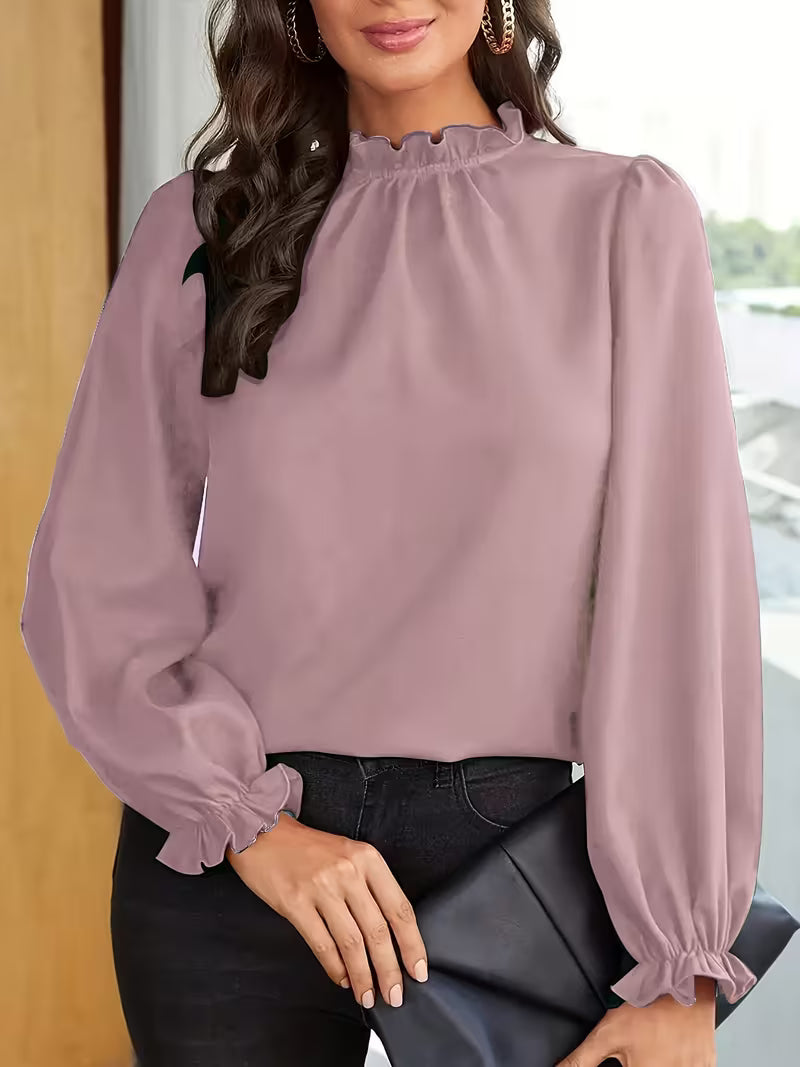 Aurelija – Blouse with Ruffled Collar and Puff Sleeves