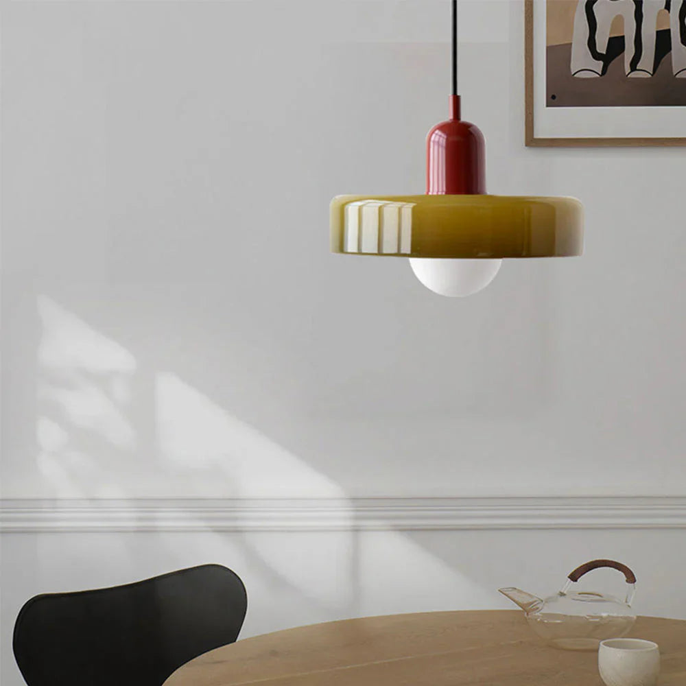 Bauhaus Pendant Light Made of Colored Glass