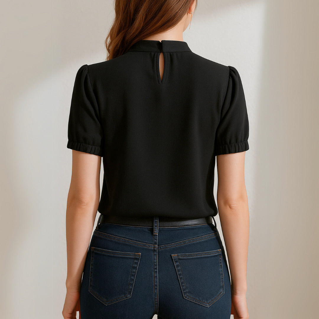 Belana – Casual Pleated Blouse with Split Sleeves