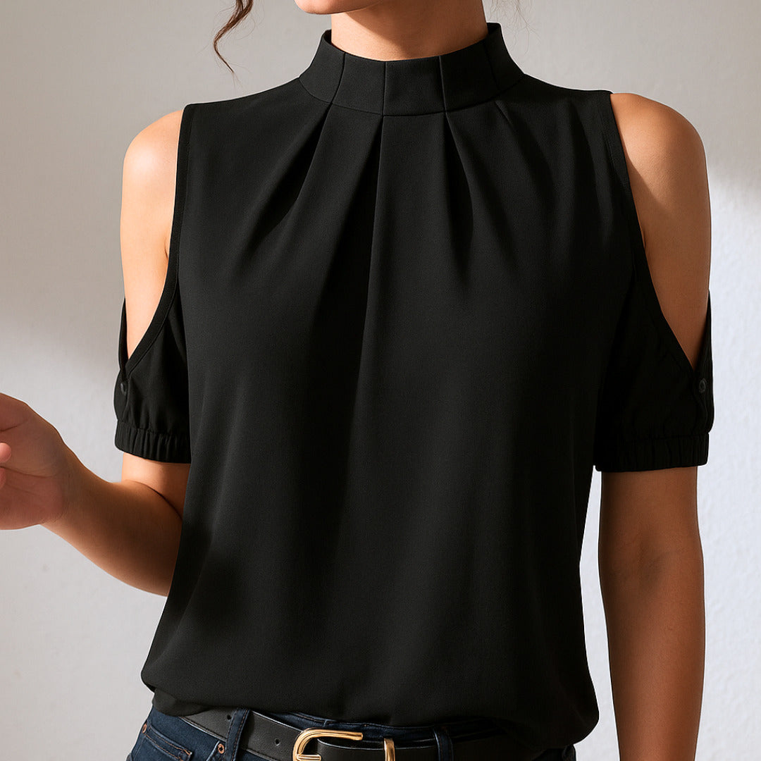 Belana – Casual Pleated Blouse with Split Sleeves