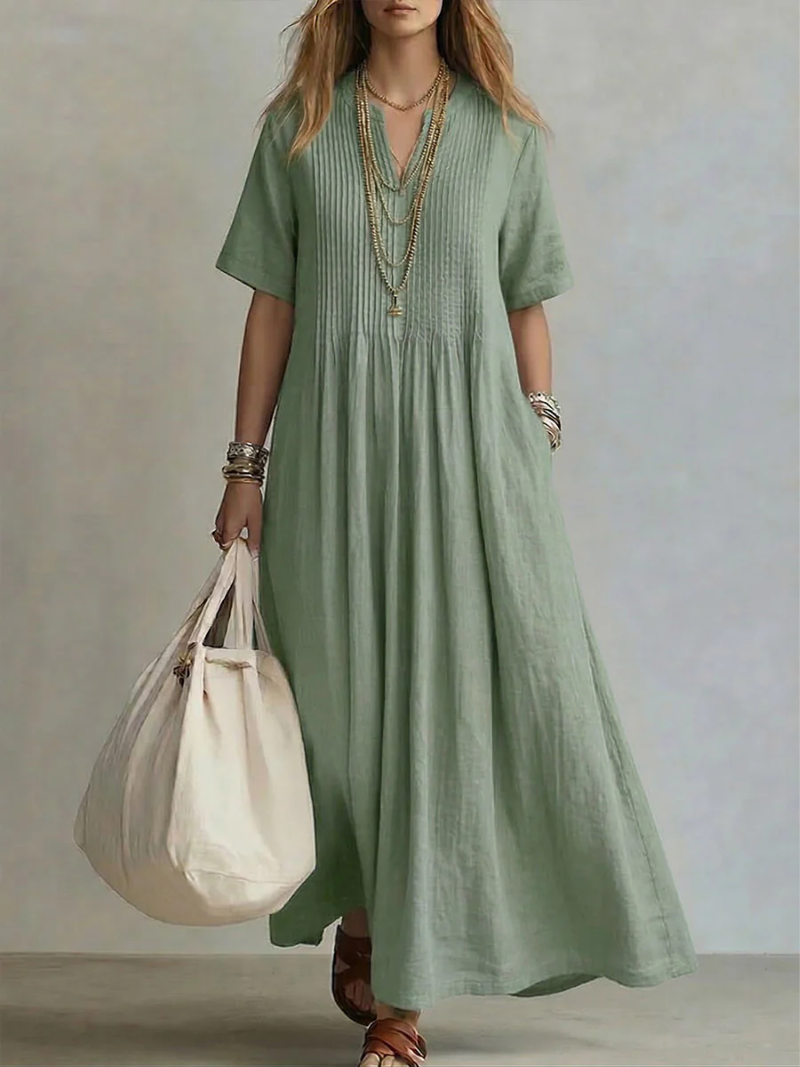 Betsaida – Elegant Dress with V-Neck and Short Sleeves