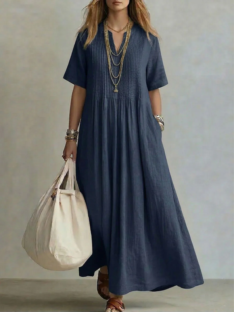 Betsaida – Elegant Dress with V-Neck and Short Sleeves
