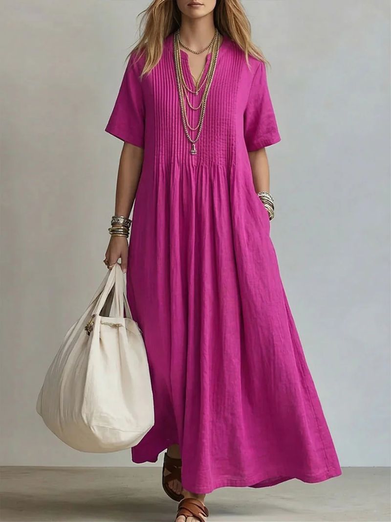 Betsaida – Elegant Dress with V-Neck and Short Sleeves