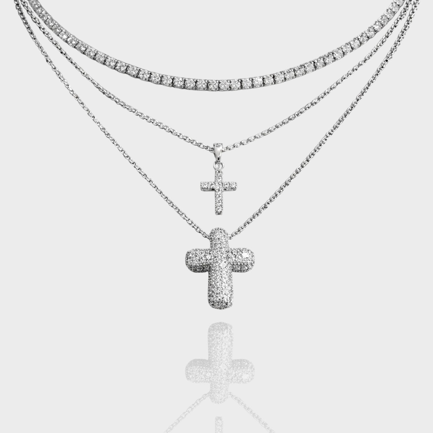 Bling Cross Radiance Bubble Necklace Trio