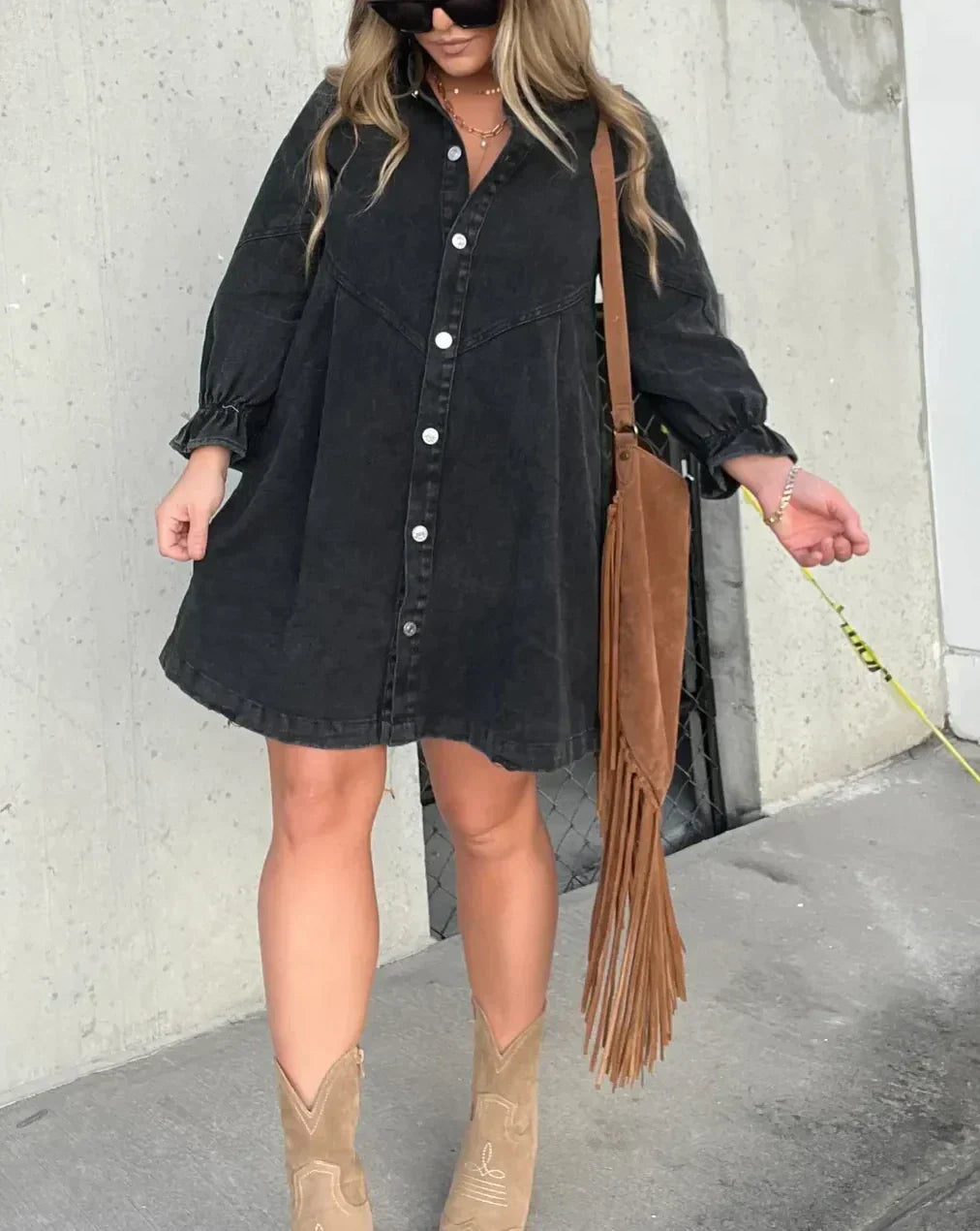 Cäcilia – Long Sleeve Denim Shirt Dress