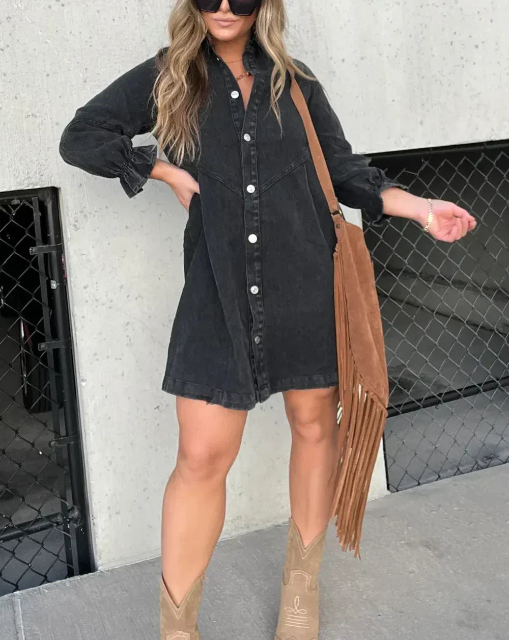 Cäcilia – Long Sleeve Denim Shirt Dress