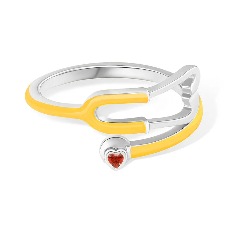 Caitleen – Stethoscope Ring with Heart Birthstone