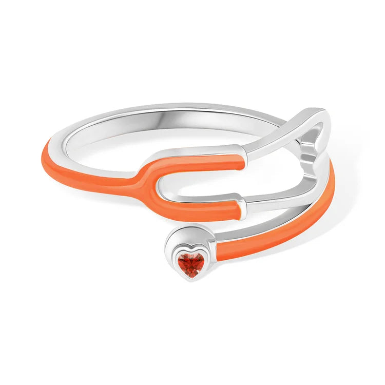 Caitleen – Stethoscope Ring with Heart Birthstone