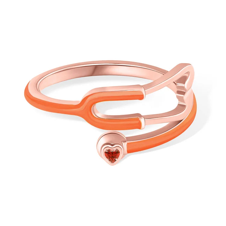 Caitleen – Stethoscope Ring with Heart Birthstone
