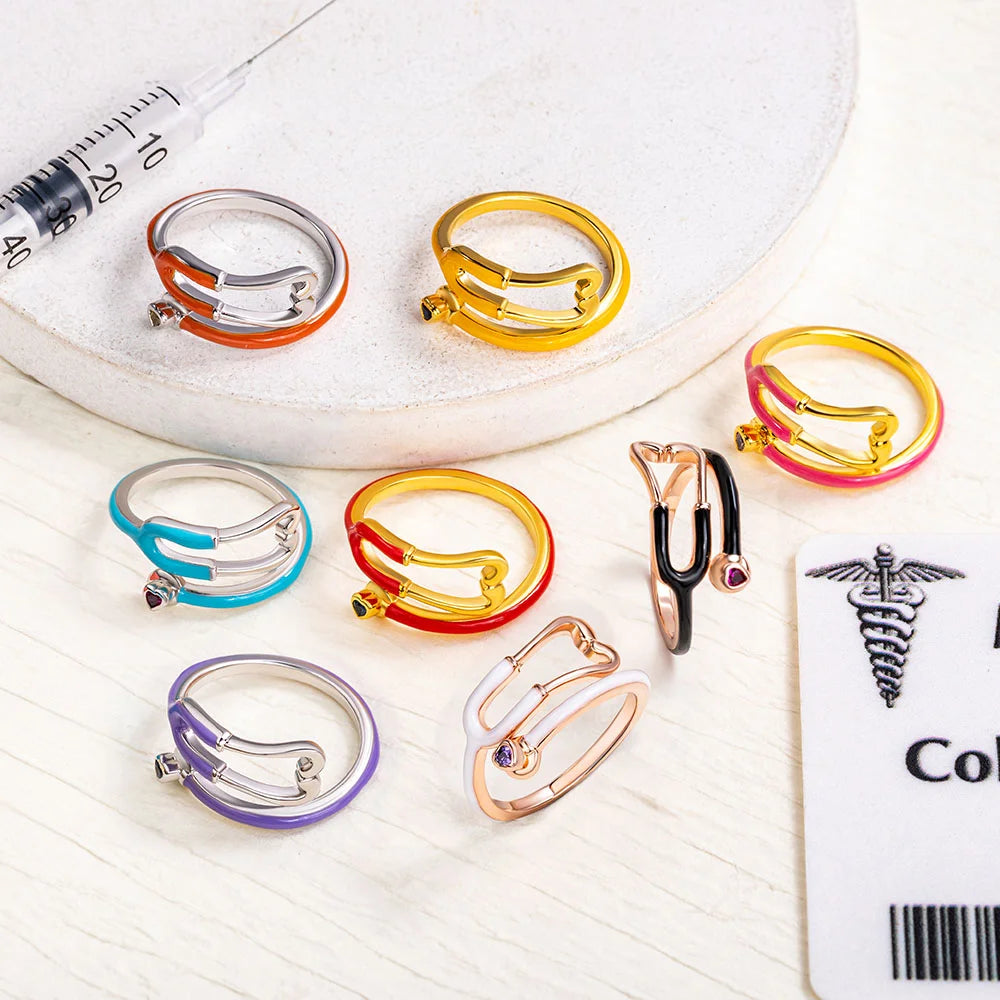 Caitleen – Stethoscope Ring with Heart Birthstone