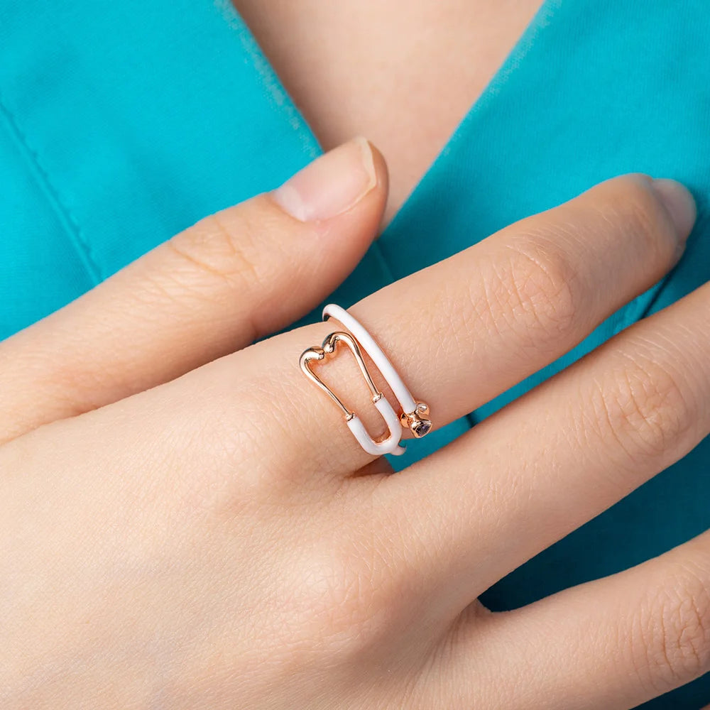 Caitleen – Stethoscope Ring with Heart Birthstone