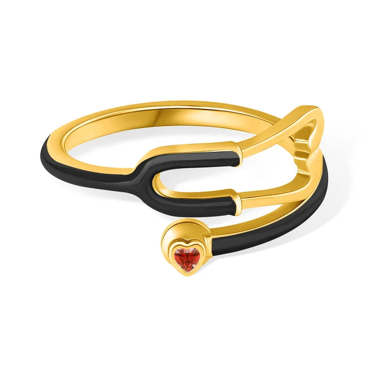 Caitleen – Stethoscope Ring with Heart Birthstone