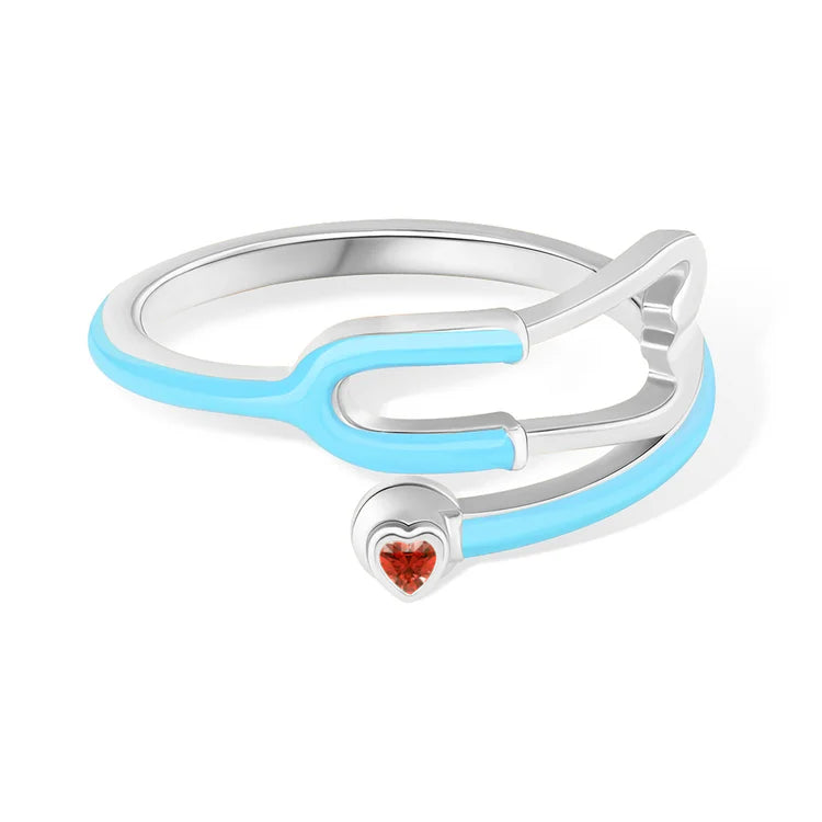 Caitleen – Stethoscope Ring with Heart Birthstone