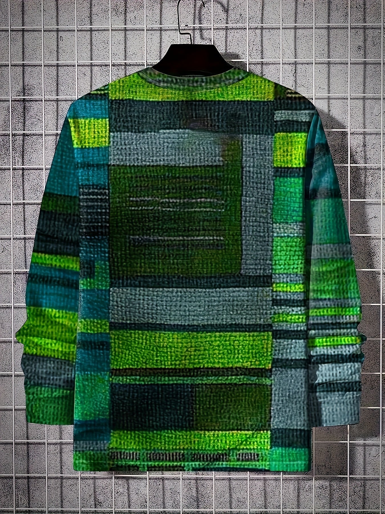 Calvin – Long Sleeve T-Shirt with Block Pattern