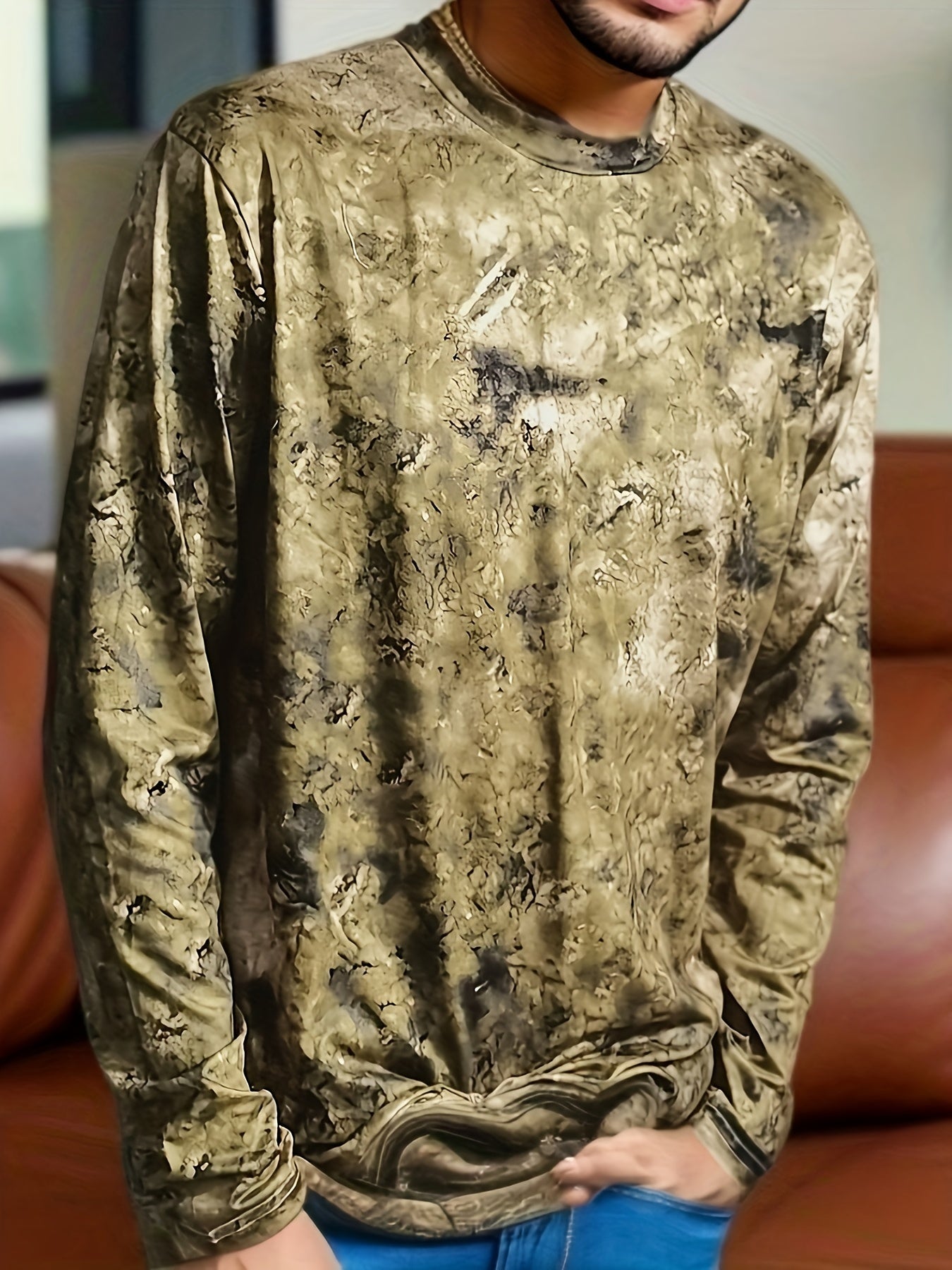 Calvin – Long Sleeve T-Shirt with Block Pattern