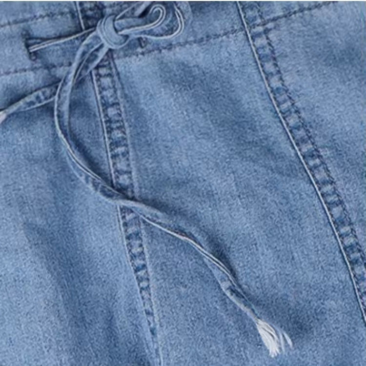 Carly – Casual Denim Overall with Drawstring at the Waist