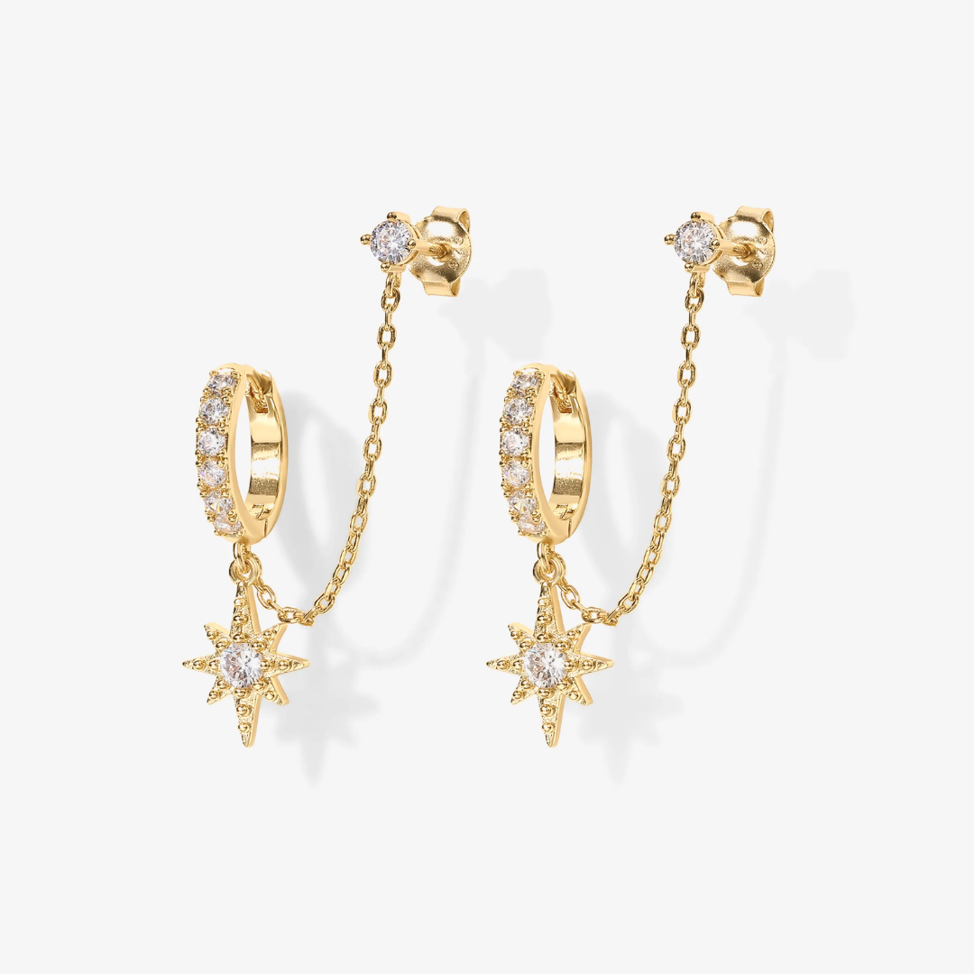 Celestia Star Chain Huggie Earrings