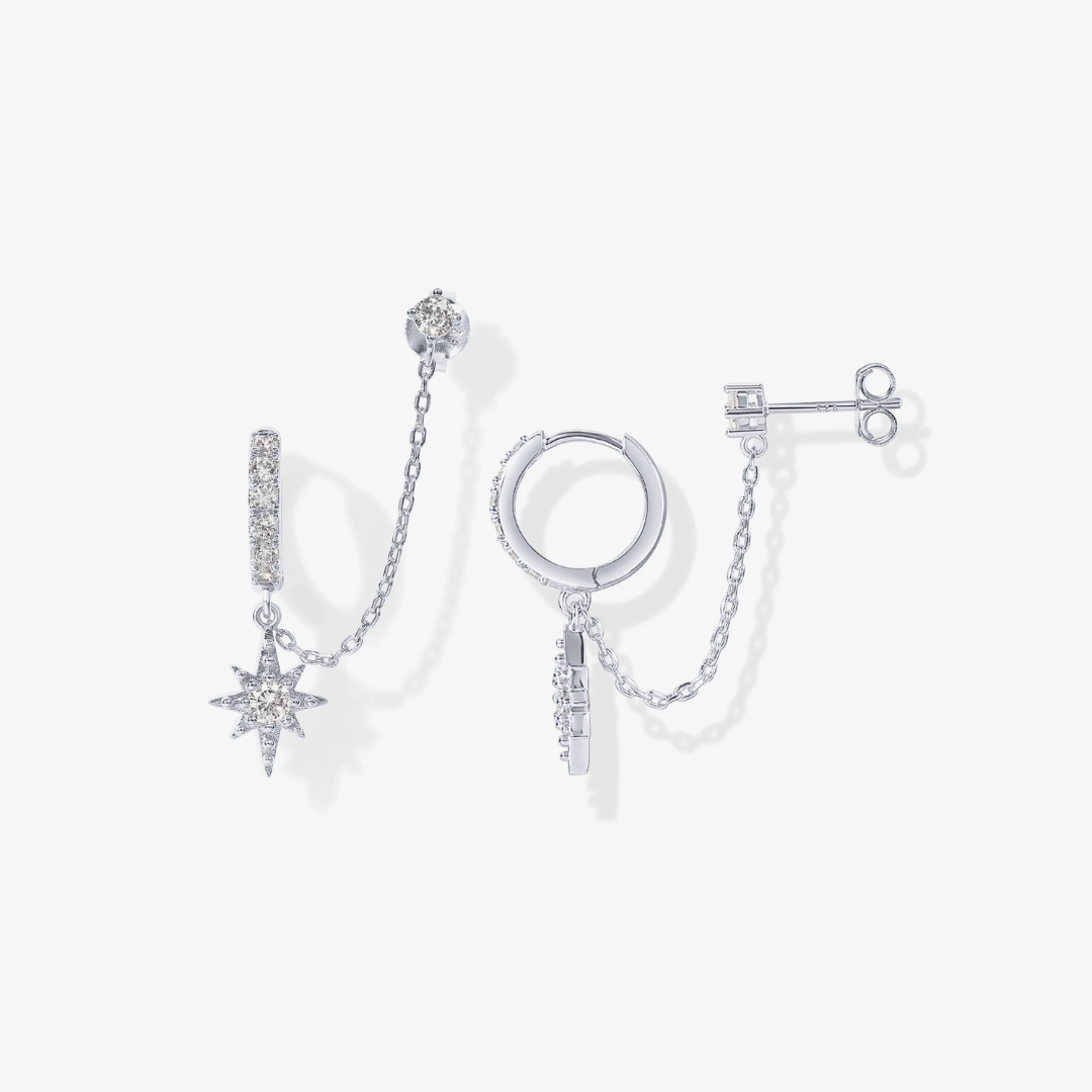 Celestia Star Chain Huggie Earrings