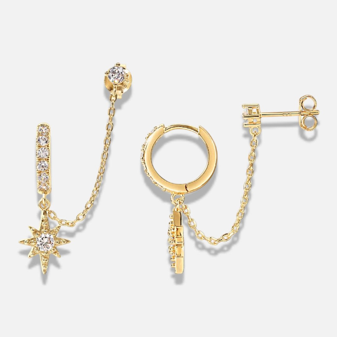 Celestia Star Chain Huggie Earrings