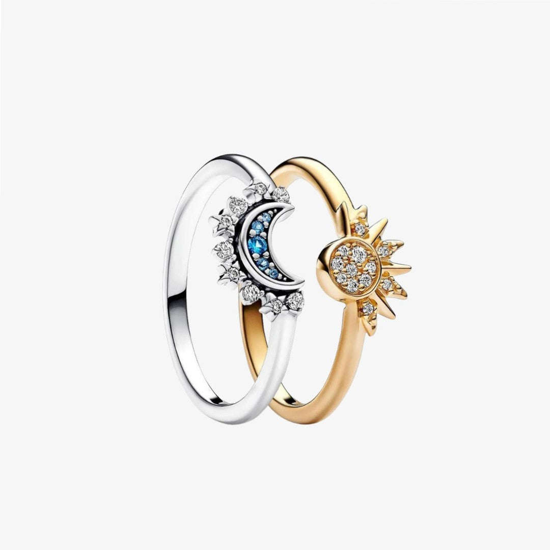 Celestial Sun & Moon Stackable Ring Set