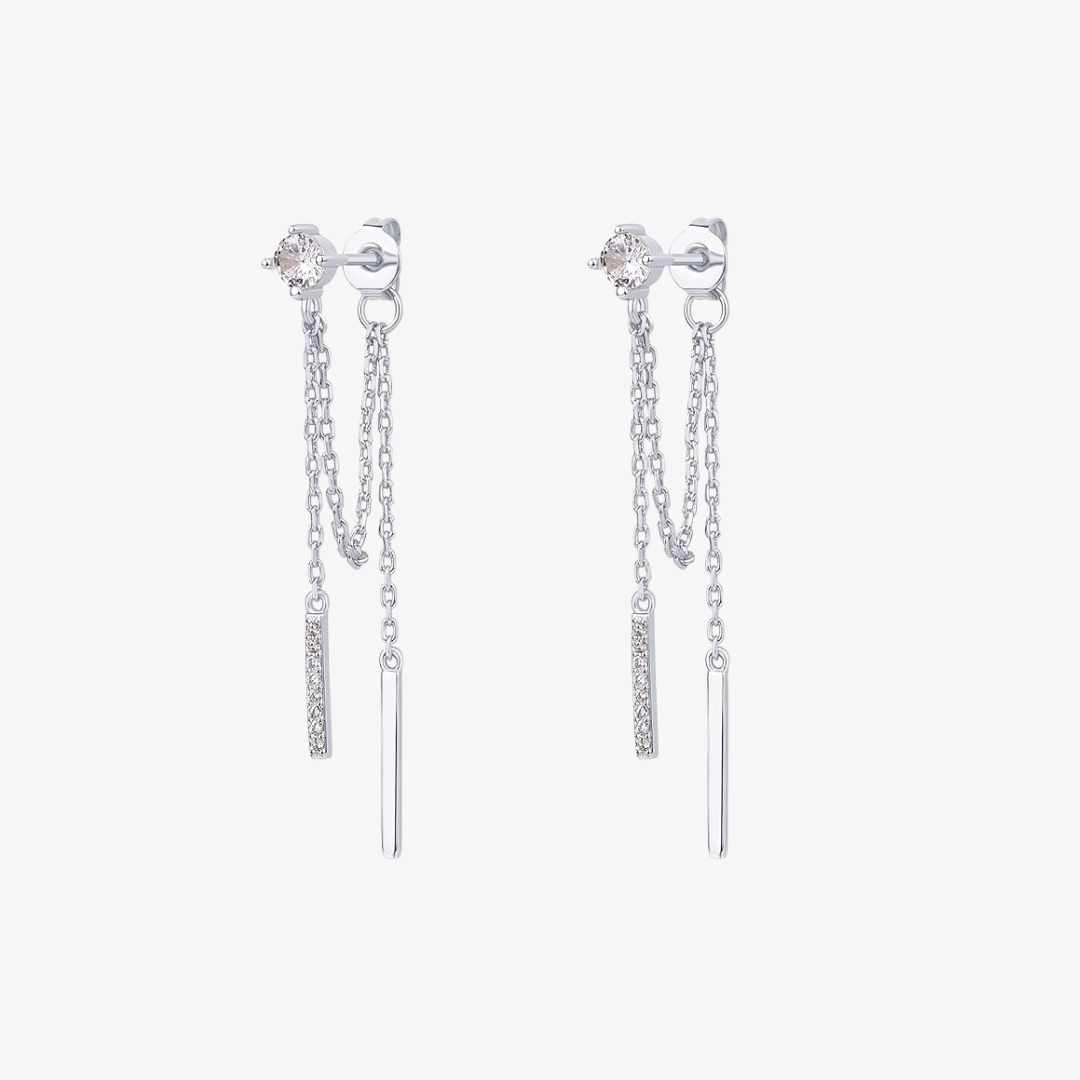 Chain Drop Bar Stud Earrings