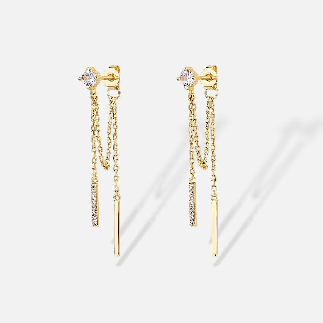 Chain Drop Bar Stud Earrings