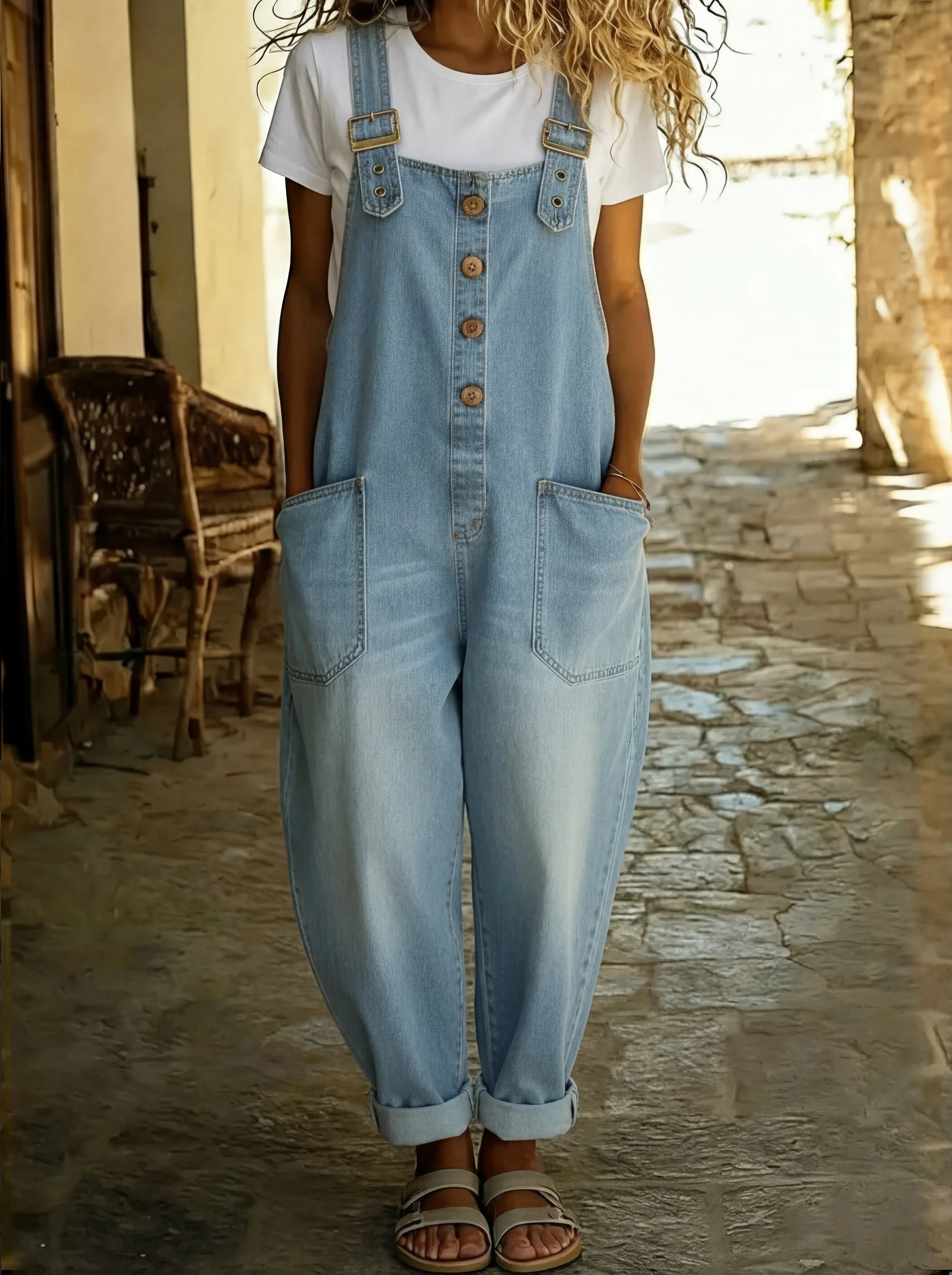 Chamodi - Casual Denim Overall with Adjustable Buckle