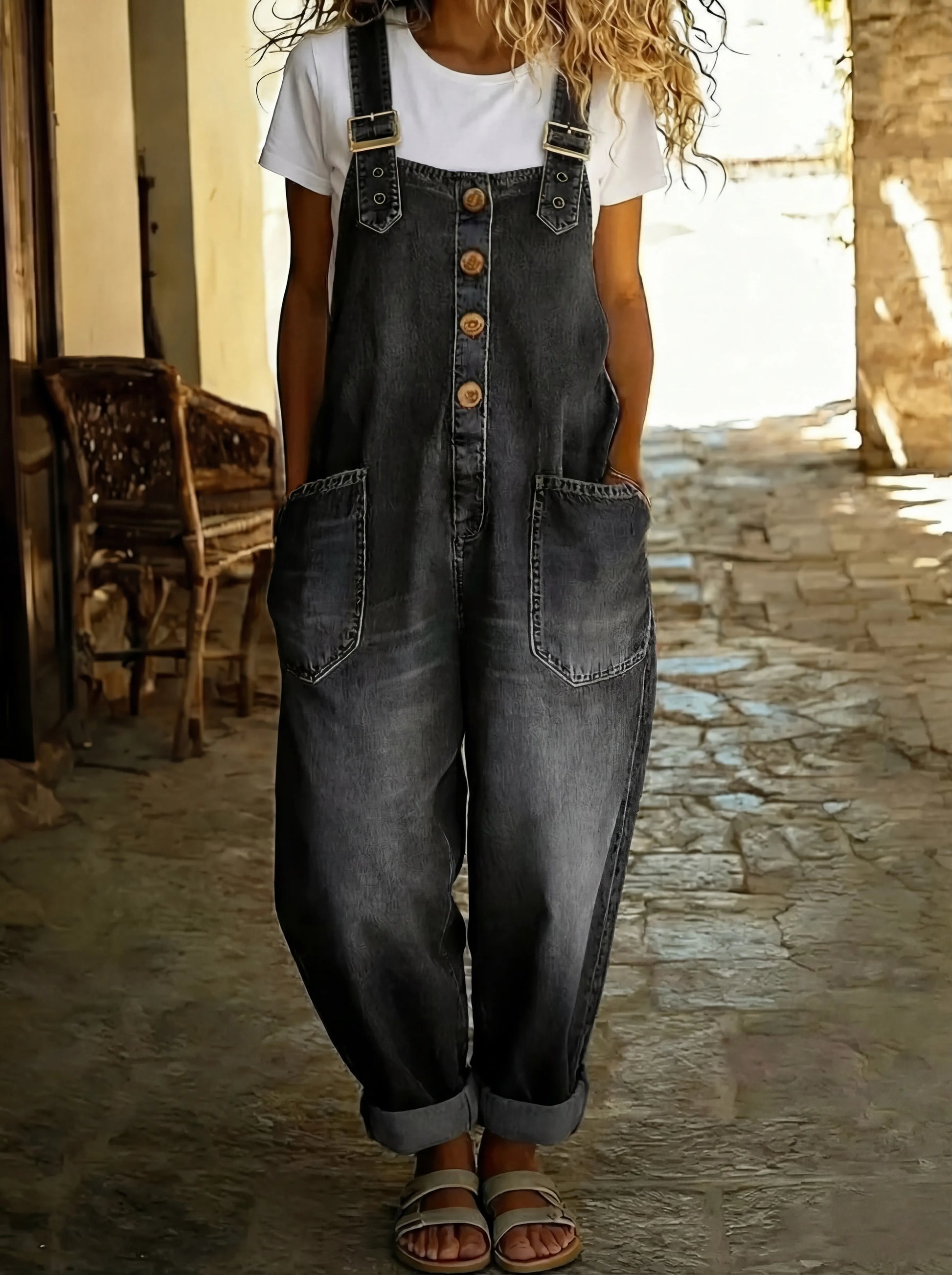 Chamodi - Casual Denim Overall with Adjustable Buckle