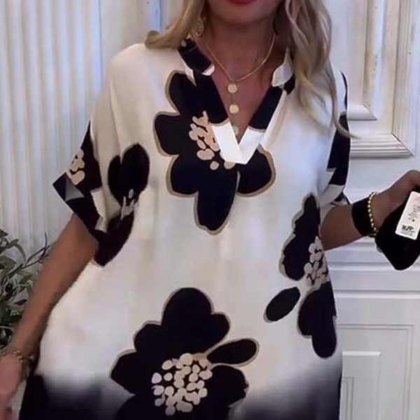 Chrysanthi – Fashionable, Loose-Fitting Floral Dress